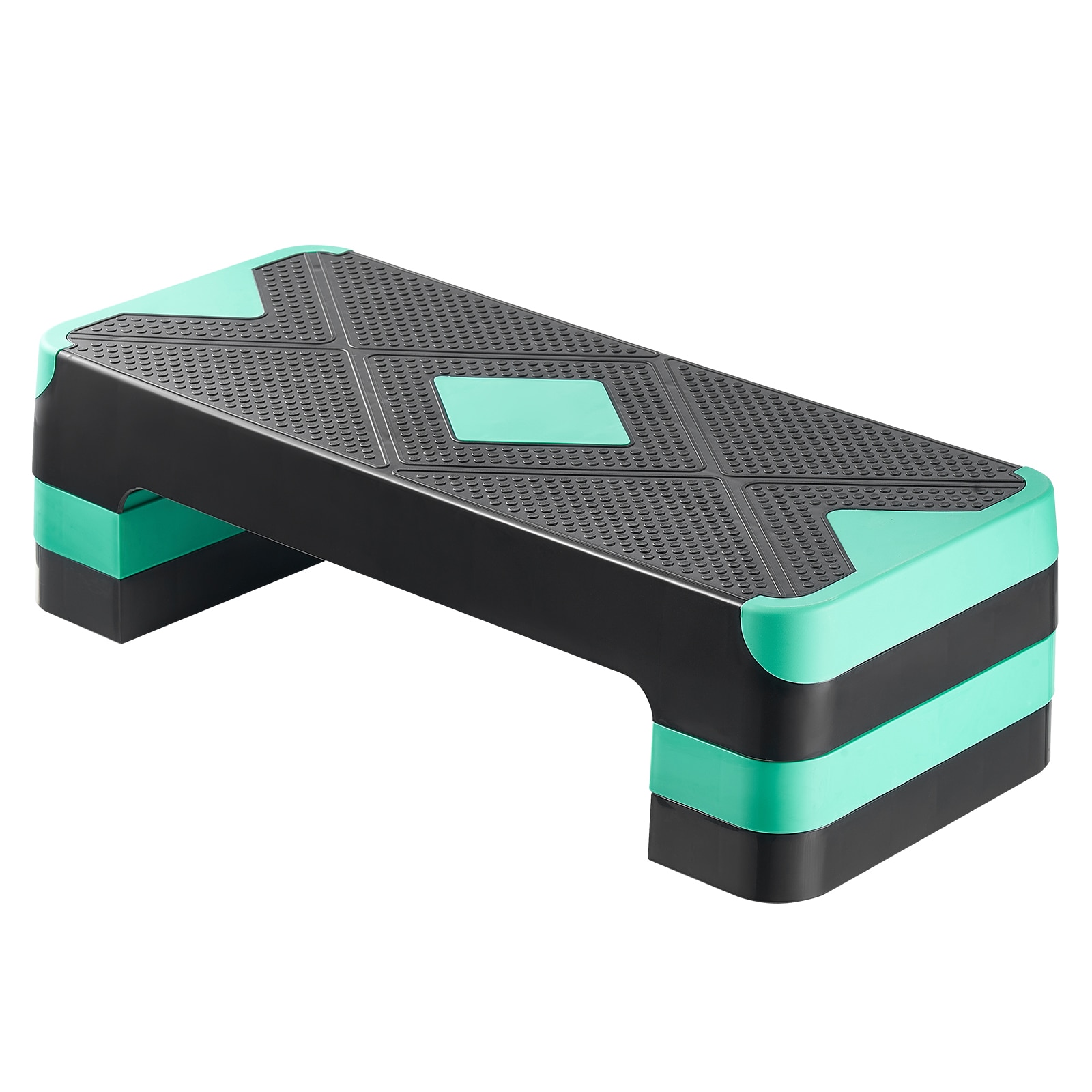 Aerobic Exercise Step Platform Height Adjustable Workout Stepper 4 Riser Green_voghion.com